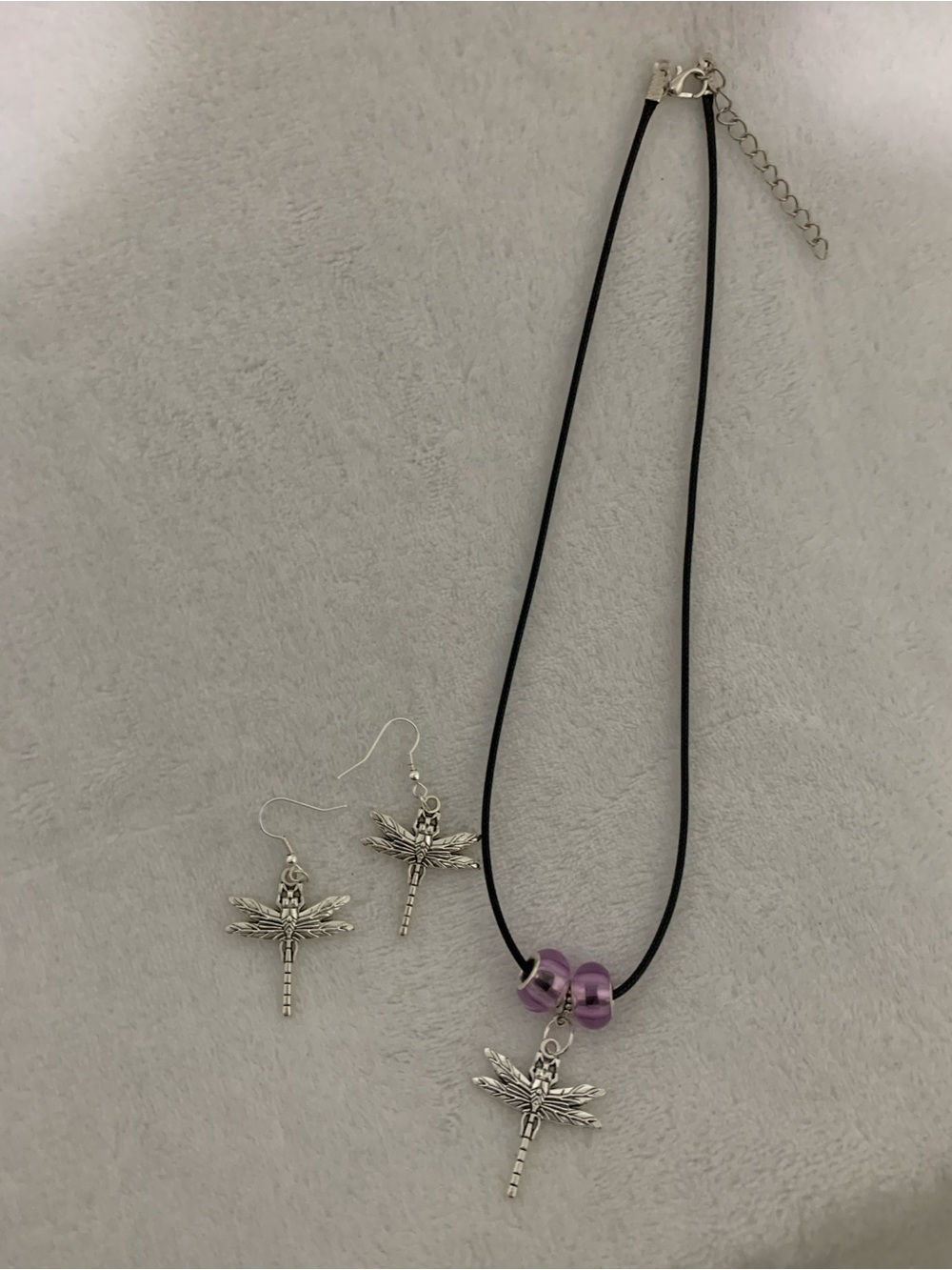Dragonfly Charm Necklace& Earring Set